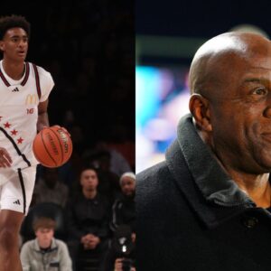 Alijah Arenas (L), Magic Johnson (R)