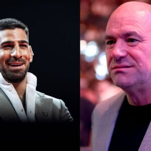 Ilia Topuria (L), Dana White (R)