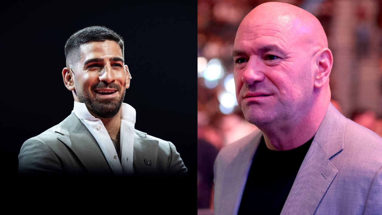 Ilia Topuria (L), Dana White (R)