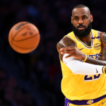 Los Angeles Lakers forward LeBron James (23) passes against the Houston Rockets