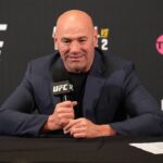 UFC CEO DANA WHITE with post event media during the UFC 304 event at Co-op Etihad Campus