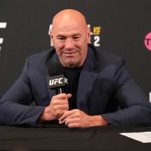 UFC CEO DANA WHITE with post event media during the UFC 304 event at Co-op Etihad Campus