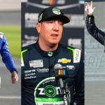 Kyle Larson (L), Kyle Busch (C) and Tyler Reddick (R)