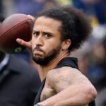 Colin Kaepernick passes during halftime at the Michigan Spring game at Michigan Stadium.