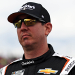 Apr 21, 2024; Talladega, Alabama, USA; NASCAR Cup Series driver Kyle Busch (8) walks on pit road before the GEICO 500 at Talladega Superspeedway. Mandatory Credit: Peter Casey-Imagn Images