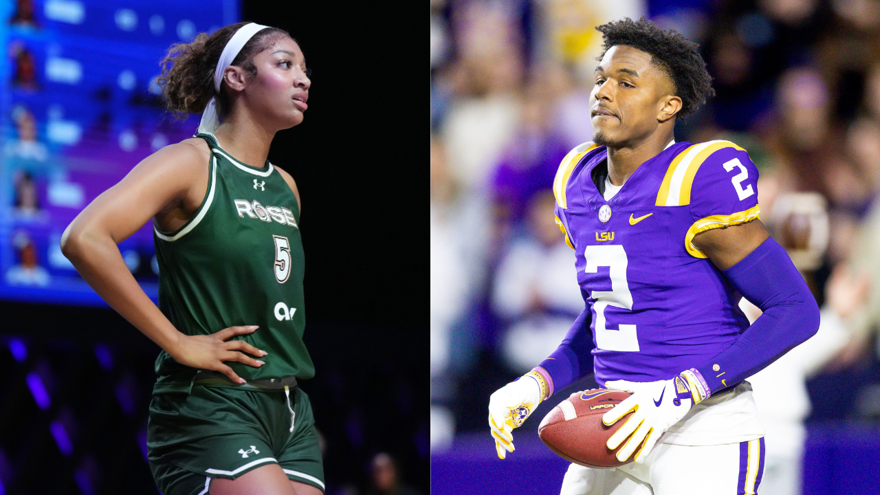 Angel Reese (L) and Kyren Lacy (R)