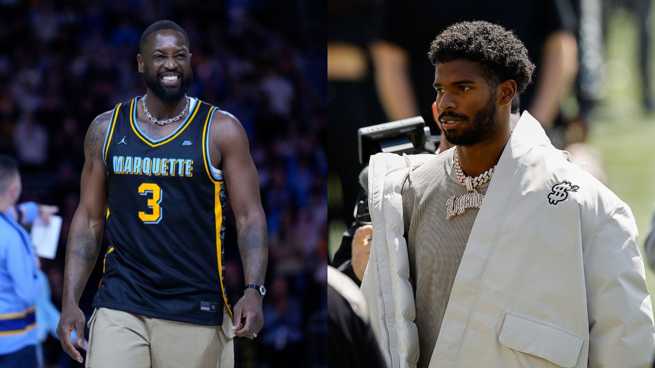 Dwyane Wade (L), Shedeur Sanders (R)