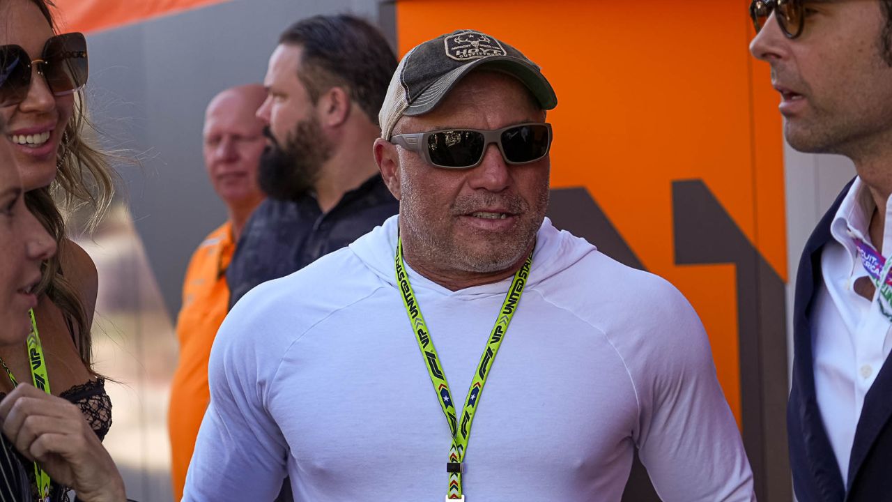 Joe Rogan talks to fans in the paddock at the Formula 1 Pirelli United States Grand Prix at Circuit of the Americas.