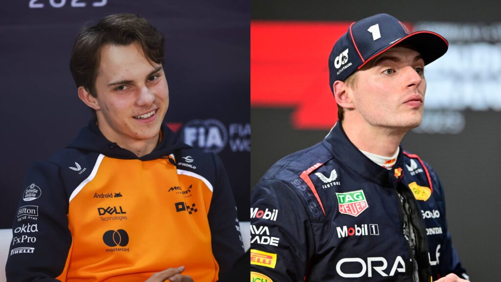 Oscar Piastri (L) and Max Verstappen (R)