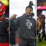 Kyle Pitts, Cam Newton and Julio Jones