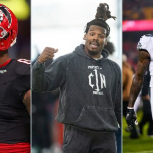 Kyle Pitts, Cam Newton and Julio Jones