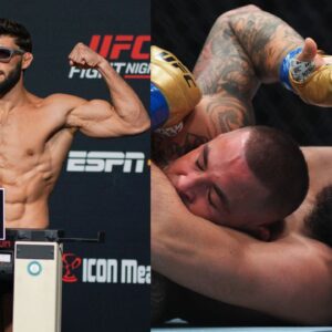 Arman Tsarukyan (L), Islam Makhachev (R)