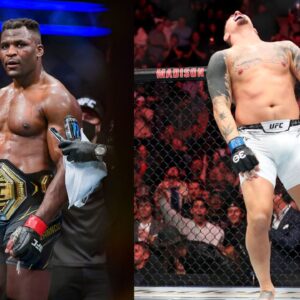 Francis Ngannou (L), Tom Aspinall (R)