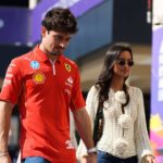 Charles Leclerc of Ferrari and his girlfriend Alexandra Saint Mleux arrive in the paddock ahead of Formula 1 Abu Dhabi Grand Prix at Yas Marina Circuit on December 6th, 2024 in Abu Dhabi, United Arab Emirates