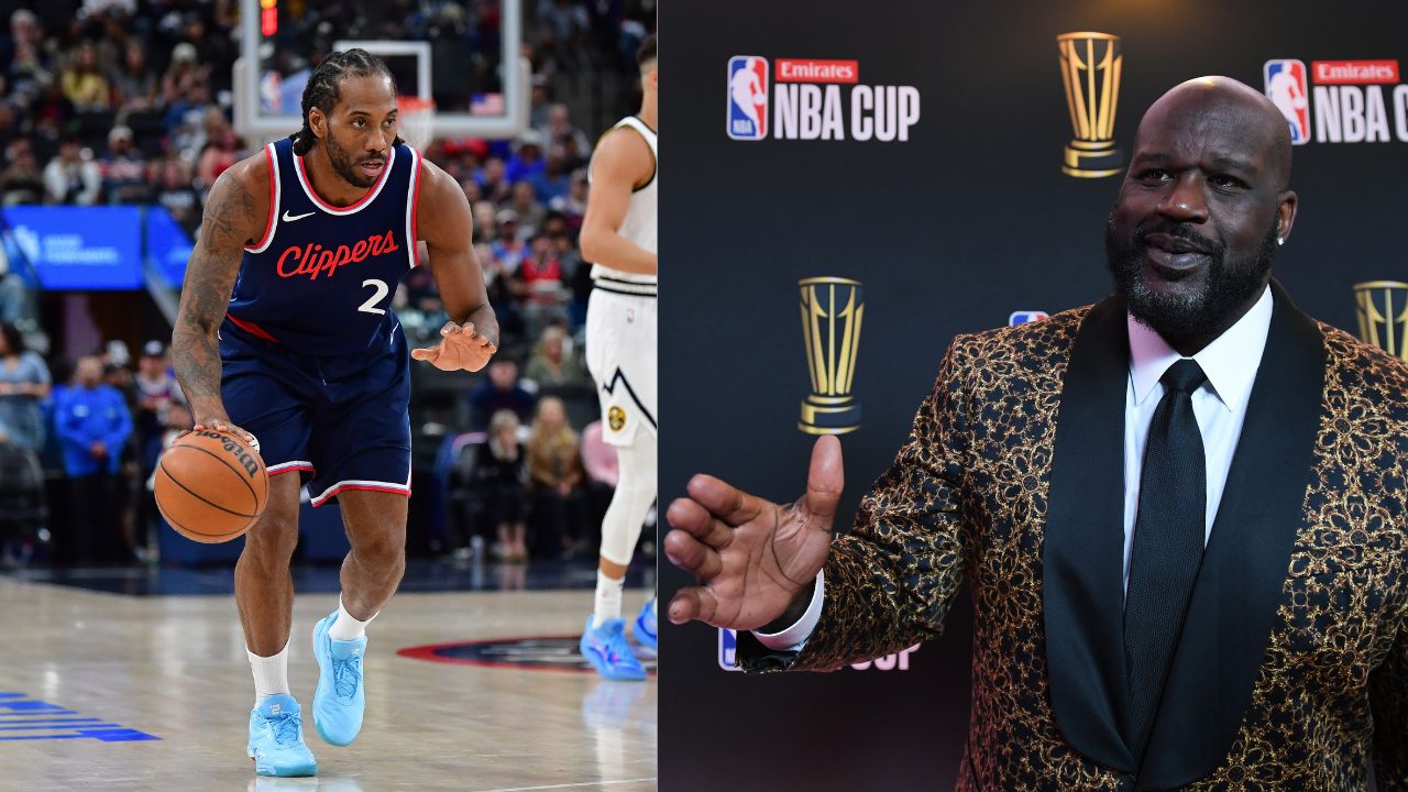 Kawhi Leonard (L), Shaquille O'Neal (R)