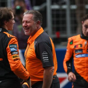 Oscar Piastri (AUS) - Lando Norris (GBR) - McLaren Formula 1 Team - McLaren MCL39 - Mercedes A Zak Brown (USA) - CEO McLaren Racing during F1 Grand Prix of CHINA at Shanghai International Circuit