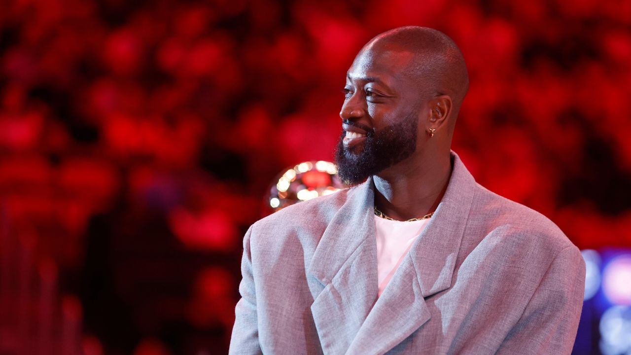 Former Miami Heat guard Dwyane Wade is honored at halftime during the game against the Detroit Pistons at Kaseya Center.