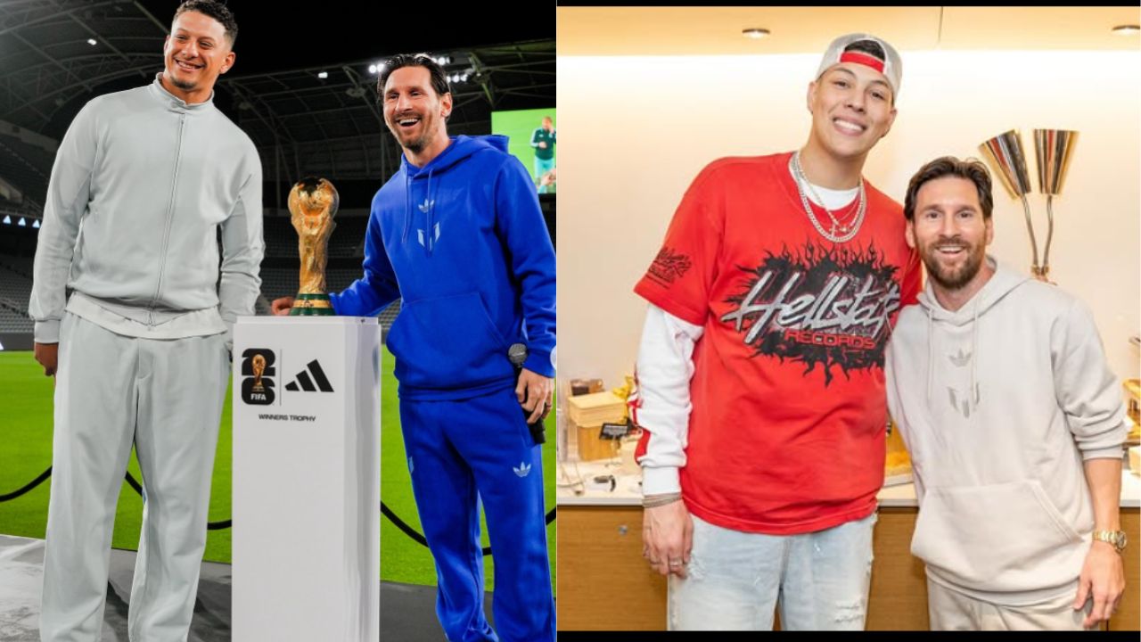 Patrick Mahomes, Lionel Messi and Jackson Mahomes. Image Credits: https://www.instagram.com/jacksonmahomes/ and https://www.instagram.com/patrickmahomes/