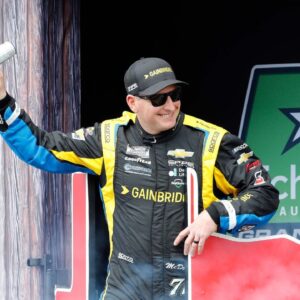 NASCAR Cup Series driver Michael McDowell (71) walks out onto the stage for driver introductions before the EchoPark Automotive Grand Prix at Circuit of the Americas.