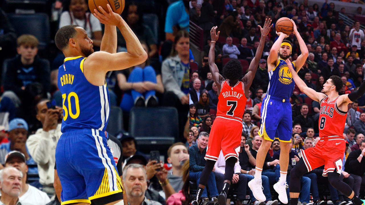 Stephen Curry (L), Klay Thompson (R)