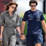 Carlos Sainz of Williams Racing and his girlfriend Rebecca Donaldson chat during the qualifying of the Saudi Arabia GP, the 5th round of the Formula 1 World Championship, WM, Weltmeisterschaft at Jeddah Corniche Circuit in Jeddah, Saudi Arabia, on April 19, 2025