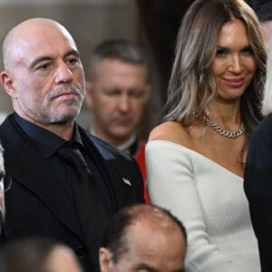 Jan 20, 2025; Washington, DC, USA; US media personality Joe Rogan stands for a benediction after President Donald Trump was sworn in as the 47th US President in the US Capitol Rotunda in Washington, DC, on January 20, 2025.