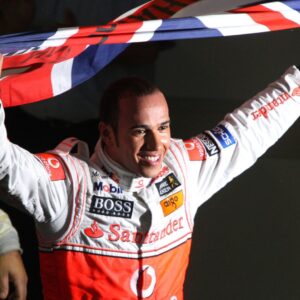 Lewis Hamilton (England McLaren Mercedes) celebrates, he is F1 World Champion 2008 Motorsport Grand Prix Men Brazilian Grand Prix 2008, Formula 1 World Championship, Interlagos Sao Paulo