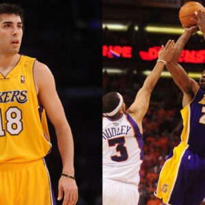 Sasha Vujacic (L), Kobe Bryant (R)