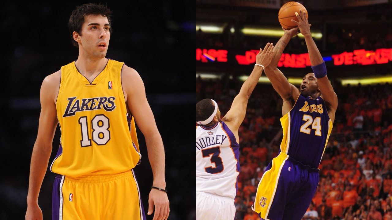 Sasha Vujacic (L), Kobe Bryant (R)