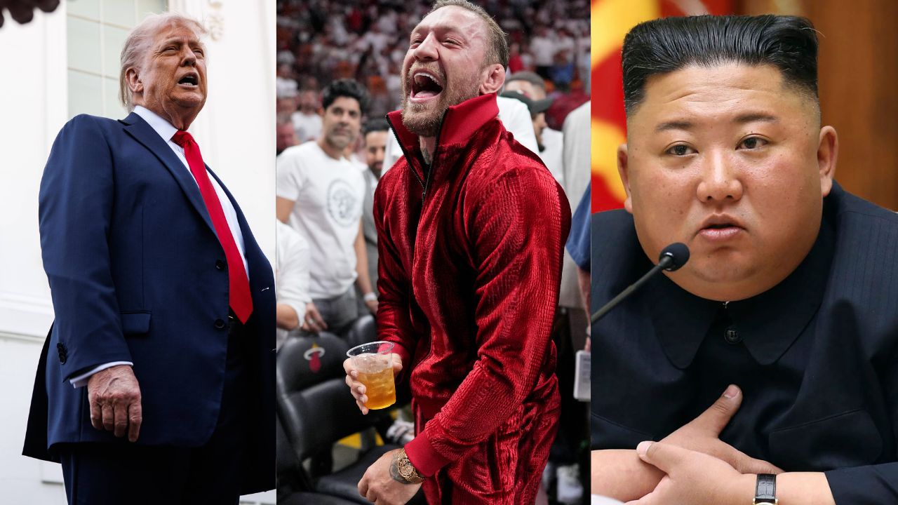Donald Trump (L), Conor McGregor (C), Kim Jung Un (R)