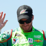 Sprint Cup Series driver Dale Earnhardt Jr. (88) waves to fans during driver introductions prior to the Toyota Owners 400 at Richmond International Raceway.