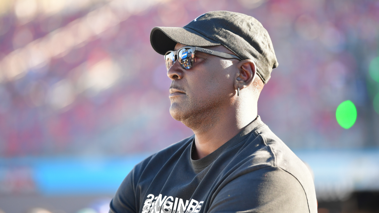 Nov 9, 2024; Avondale, Arizona, USA; 23XI Racing team owner Michael Jordan during qualifying for the Cup Series championship race at Phoenix Raceway. Mandatory Credit: Gary A. Vasquez-Imagn Images