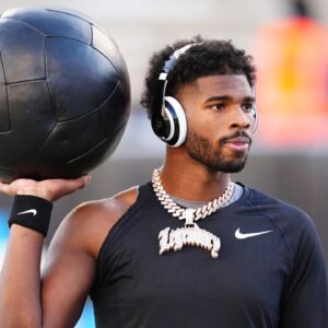 Colorado Buffaloes quarterback Shedeur Sanders (2) before the game against the Oklahoma State Cowboys at Folsom Field.