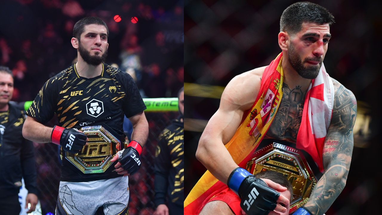 Islam Makhachev (L), Ilia Topuria (R)