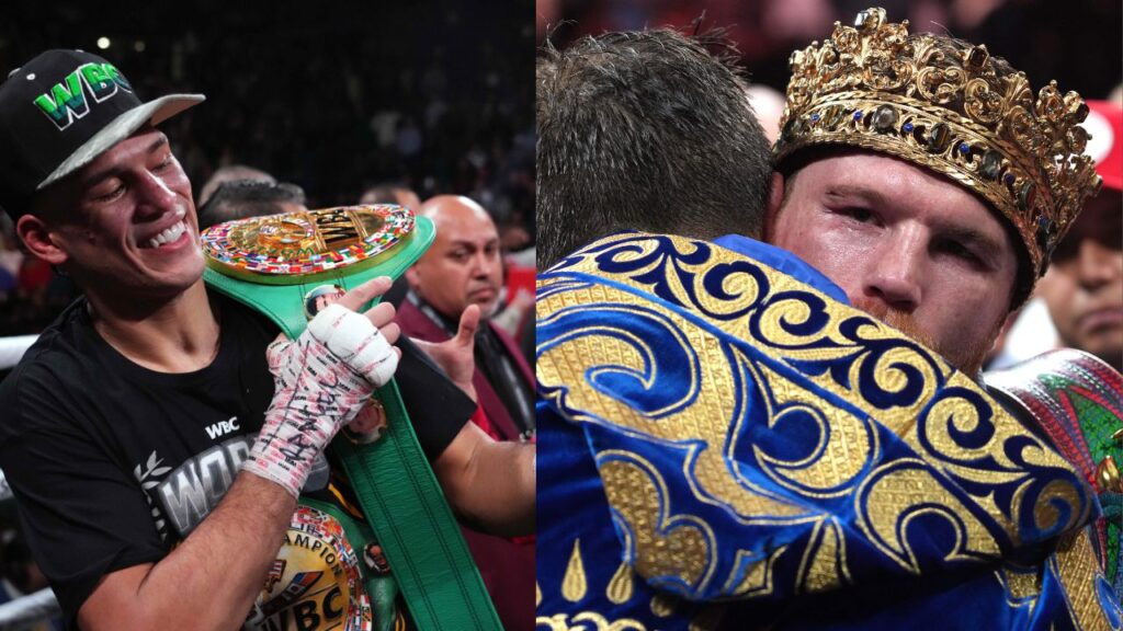 David Benavidez (L), Canelo Alvarez (R)