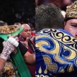 David Benavidez (L), Canelo Alvarez (R)