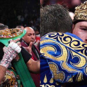 David Benavidez (L), Canelo Alvarez (R)