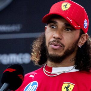 Lewis Hamilton Scuderia Ferrari HP, 44 during interview on TV Pen, BAH, Formula 1 World Championship, Gulf Air Grand Prix of Bahrain, Bahrain International Circuit, Media Day, 2025 season, 10 04 2025