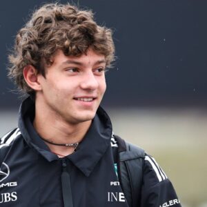 Andrea Kimi Antonelli of Italy and the Mercedes-AMG PETRONAS F1 Team arrives at the track during the F1 Grand Prix of Japan at Suzuka Circuit in Suzuka, Japan, on April 6, 2025