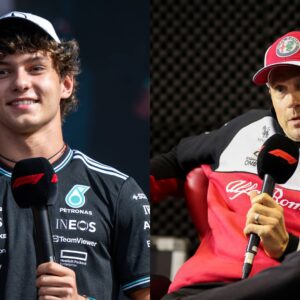 Kimi Antonelli (L) and Kimi Raikkonen (R)