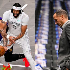 Luka Doncic and Anthony Davis(L), Nico Harrison(R)