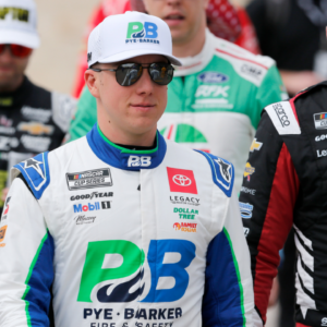 Mar 2, 2025; Austin, Texas, USA; NASCAR Cup Series driver John Hunter Nemechek (42) walks into EchoPark Automotive Grand Prix for driver introductions at Circuit of the Americas. Mandatory Credit: Jamie Harms-Imagn Images