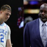 Cooper Flagg (L) and Shaquille O'Neal (R)