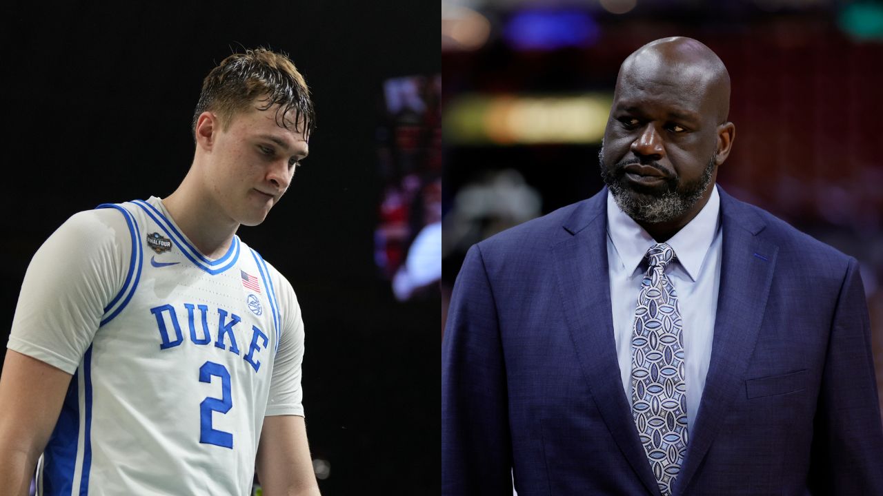 Cooper Flagg (L) and Shaquille O'Neal (R)