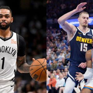 D'Angelo Russell(L), Nikola Jokic and Shai Gilgeous-Alexander(R)