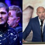 Khabib Nurmagomedov (L), Dana White (R)