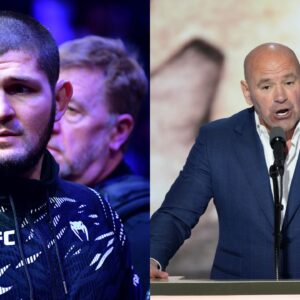 Khabib Nurmagomedov (L), Dana White (R)