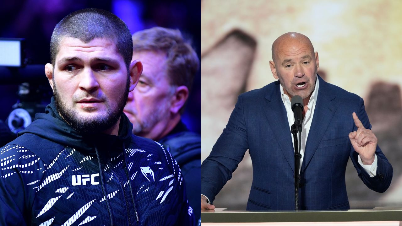 Khabib Nurmagomedov (L), Dana White (R)
