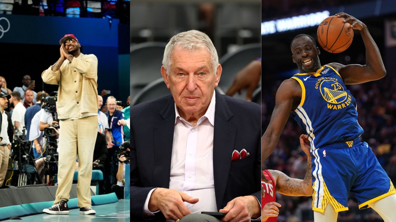 Carmelo Anthony (L), Jerry Colangelo (C), Draymond Green (R)