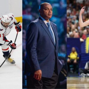 Alex Ovechkin (L), Charles Barkley (C), Paige Bueckers (R)